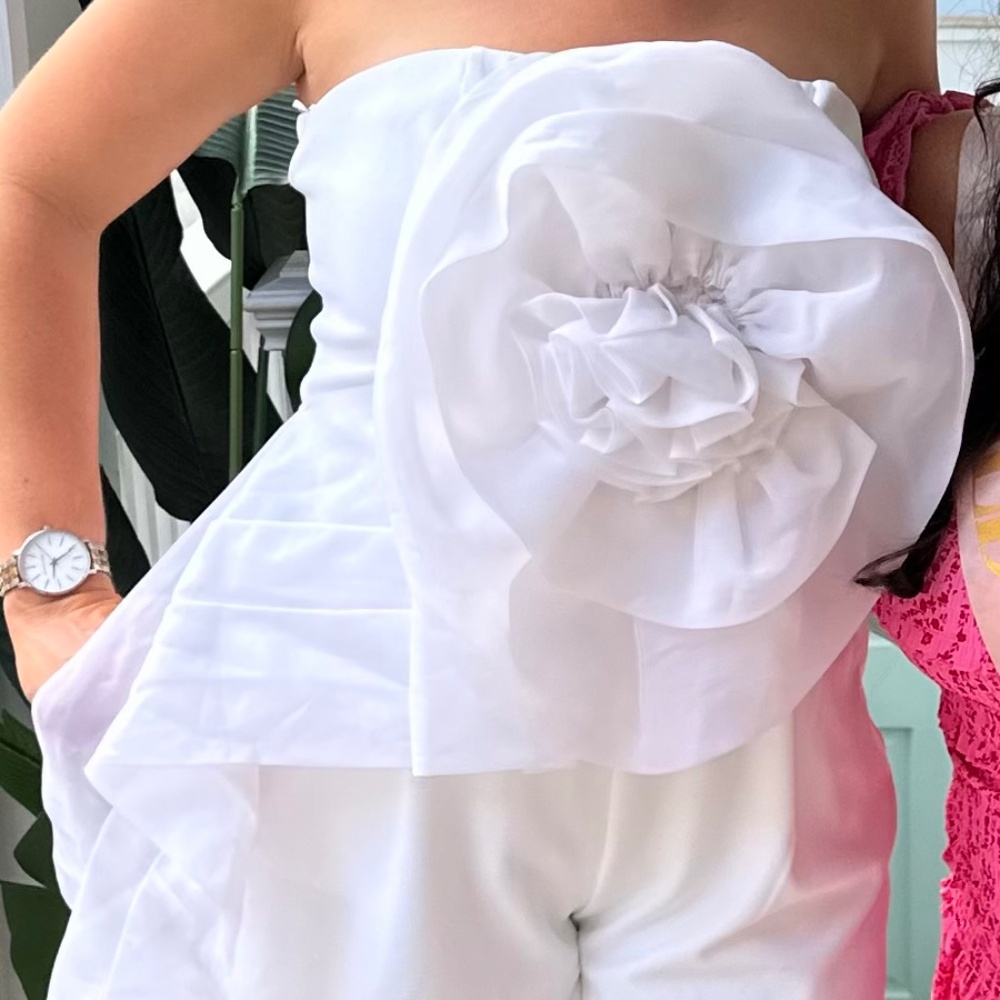 Express Strapless Rosette Romper - image 1